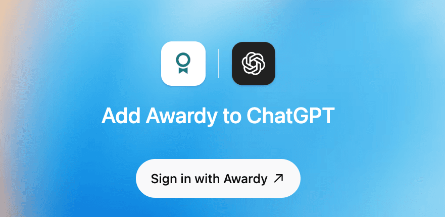ChatGPT composer with Awardy selected as an available app.